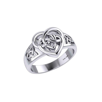 Celtic Knotwork Silver Heart Ring TRI2379 - Jewelry